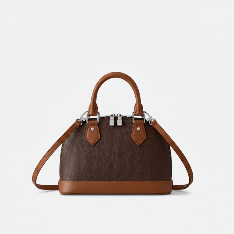 Structured Leather Top Handle Bag