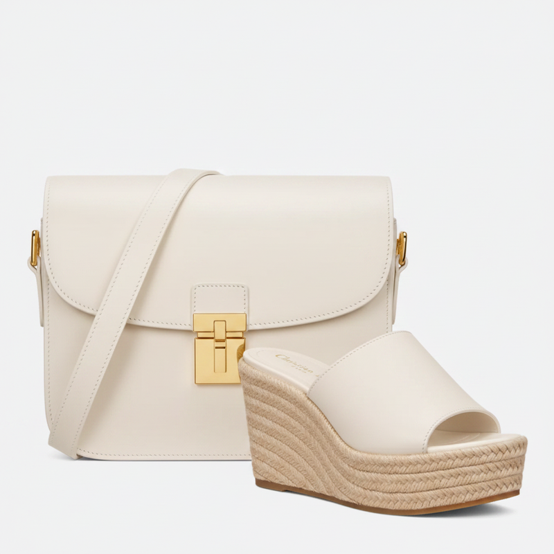 Medium Leather Shoulder Bag and Heel Slide Set