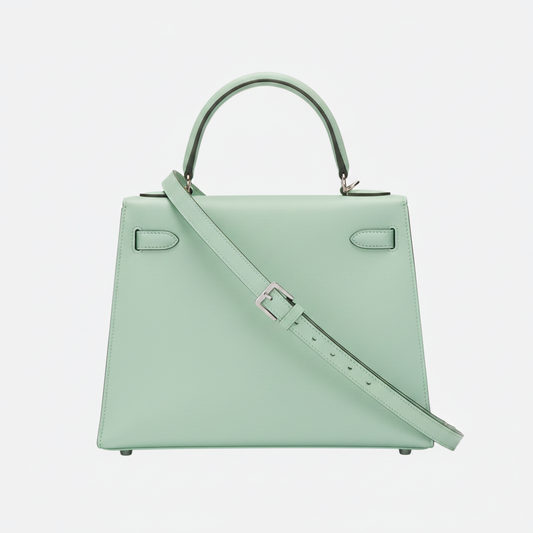 Grained Leather Handbag with Gold Hardware
