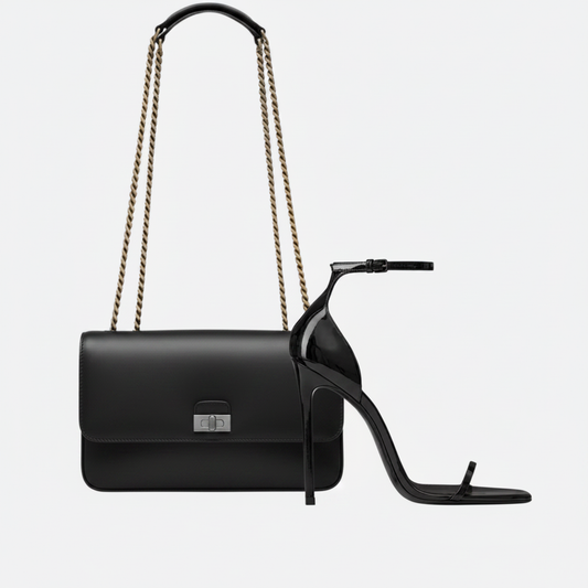 Leather Handbag and Heeled Sandal Set