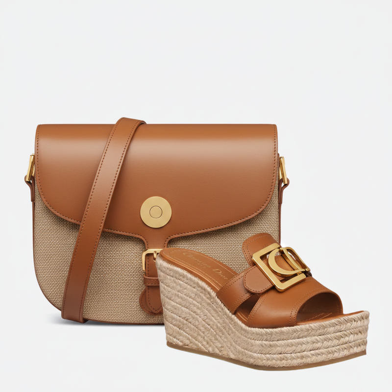 Leather Medium Shoulder Bag and Heel Slide Set